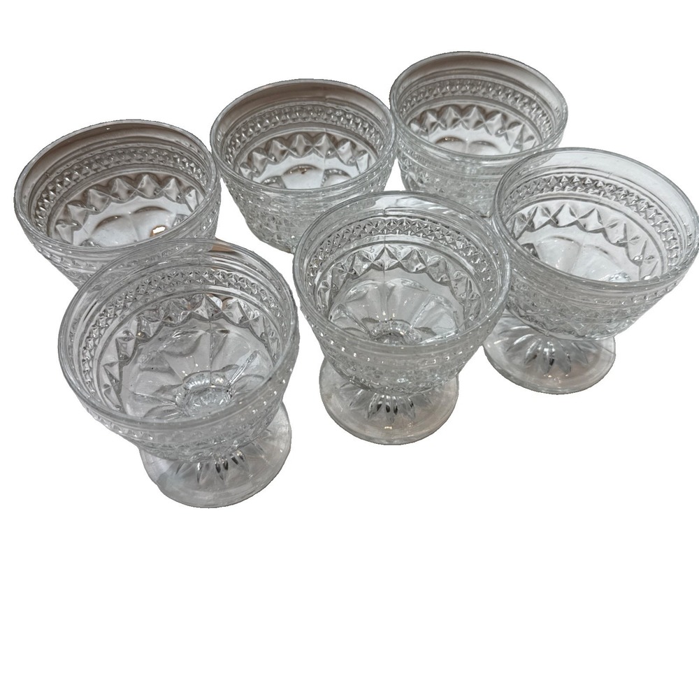 Vinage Anchor Hocking Champagne Wine Glasses Dessert FootedWexford Clear Set 6
